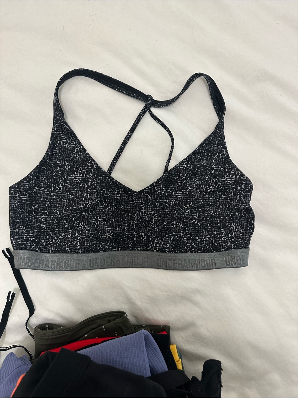 Under Armour Black & Gray Speckled Strappy Sports Bra